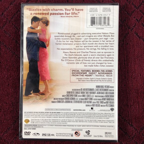 Sweet November - 2001 - DVD - Sealed - New - Picture 2 of 3
